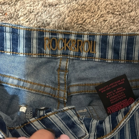 Rock & Roll Denim Y2K High Rise Flare Striped Jeans Size 25 - Picture 4 of 6